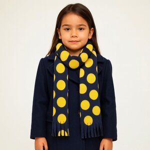 Fleece Fringe Polka Dot Scarf Cozy Festive Fun School Travel Two-Tone Winter